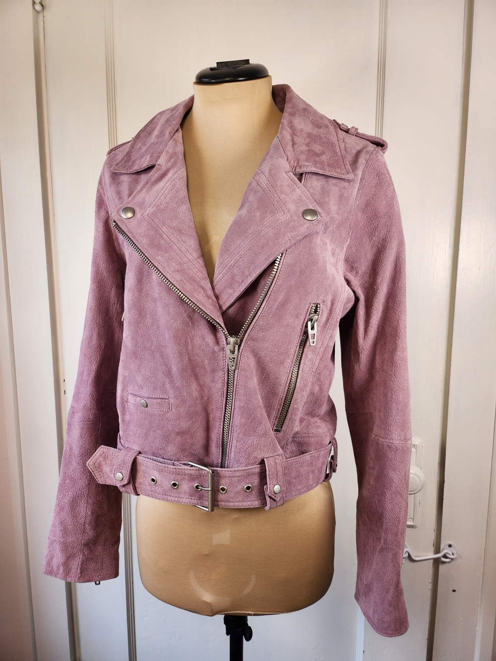 Blank NYC Anthropologie Lavender M Suede Moto Jacket
